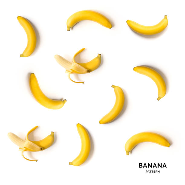 istock Seamless pattern with fruits. Tropical abstract background. Banana on white background. 675300924