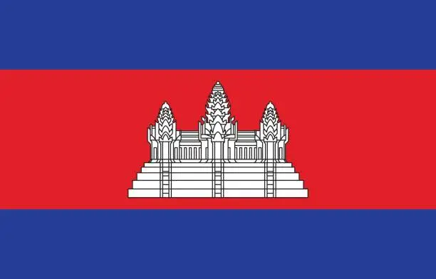 Vector illustration of Official vector flag of the Kingdom of Cambodia .