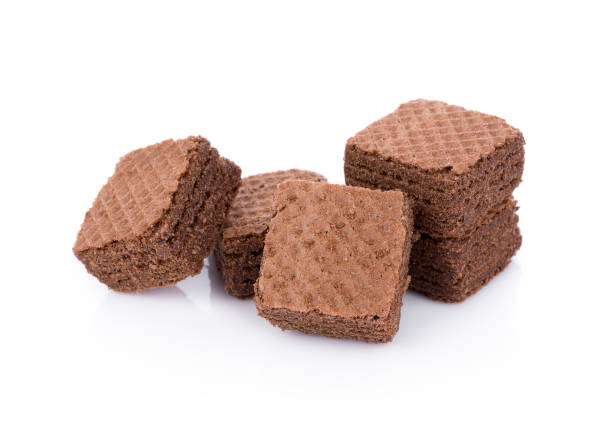 istock Wafers cubes with chocolate isolated on white background 675318048