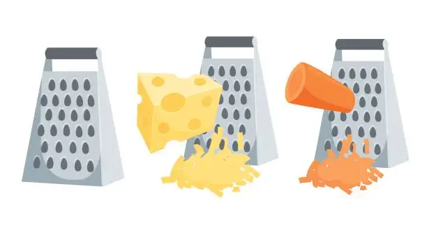 Vector illustration of Grated carrots and cheese