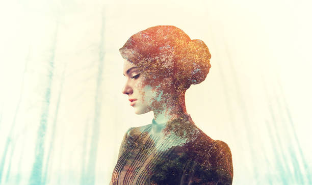 istock Female body with grunge texture, double exposition 675334324