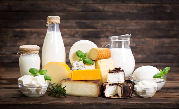 Various dairy products stock photo