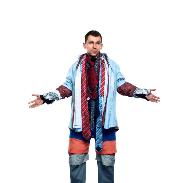 istock Buyer dressed in many clothes on white background 675338408