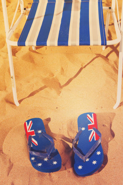 istock beach chair with sandals 675344408