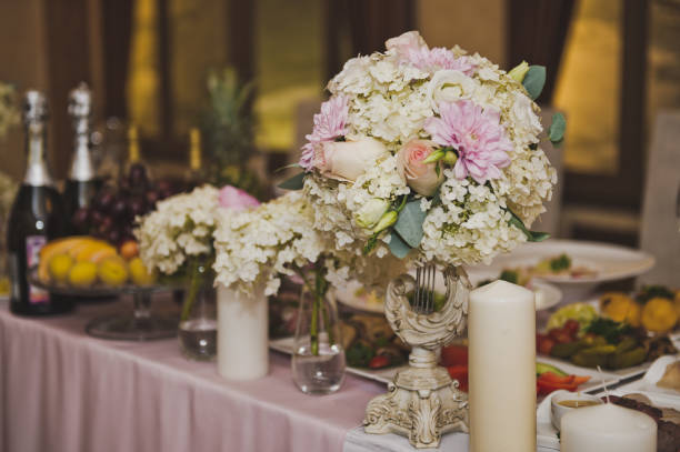 istock The food table is decorated with flowers 675348524