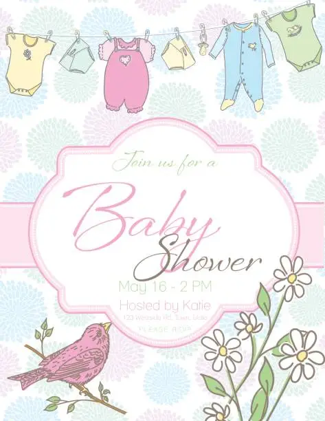 Vector illustration of Baby Shower Invitation Template