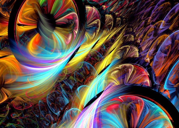 istock Abstract illustration of a fractal pattern on black background 675362362