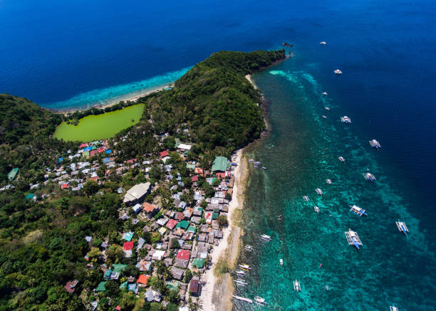 istock Apo island aerial view 675375774