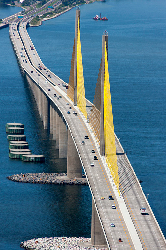 Aerial view of The Bob Graham Sunshine Skyway Bridge