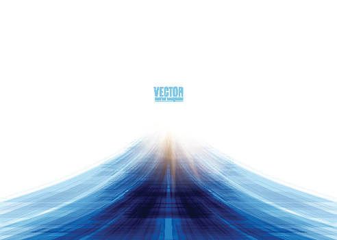 Vector illustration of blue road abstract background with blur light at the end