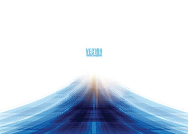 Vector illustration of blue road abstract background Vector illustration of blue road abstract background with blur light at the end transportation background stock illustrations