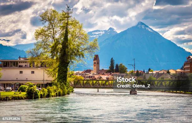 Beautiful Landscape Of Interlaken Switzerland Stock Photo - Download Image Now - Architecture, Beauty, Blue