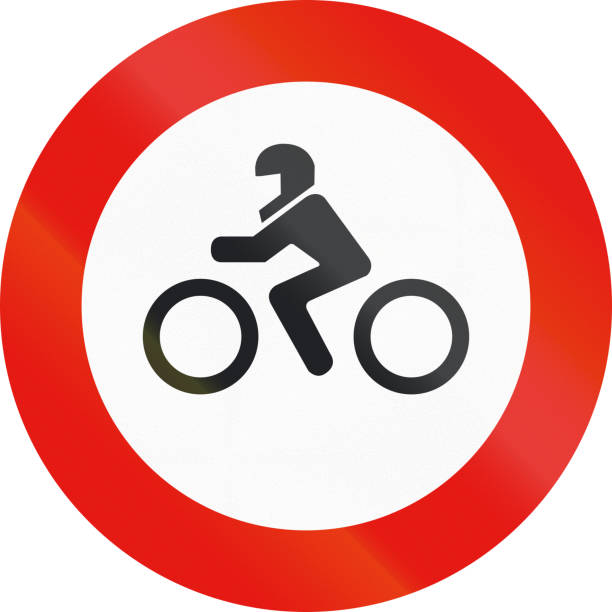 istock Road sign used in Spain - Entry forbidden to motorcycles 675395808
