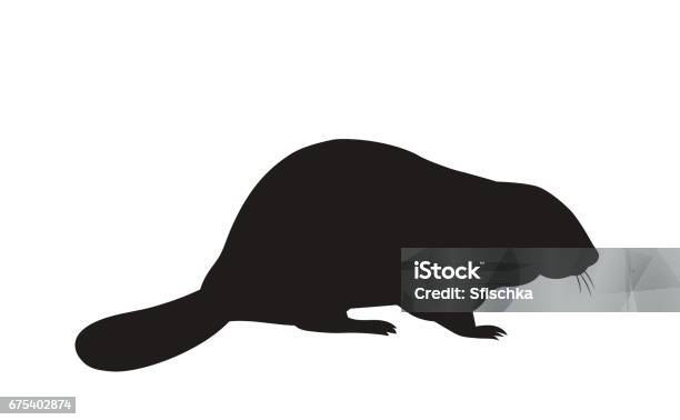 Silhouette Of A Sitting Beaver Stock Illustration - Download Image Now - Beaver, In Silhouette, Vector