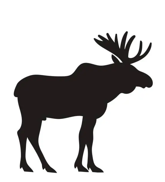 Vector illustration of silhouette of a standing elk
