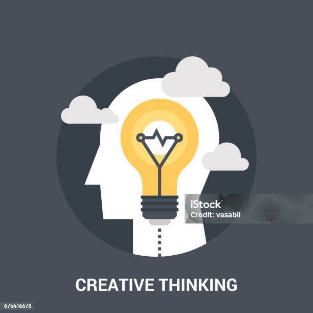 Creative Thinking Icon Concept Stock Illustration - Download Image Now - Concepts, Creativity, Flat Design