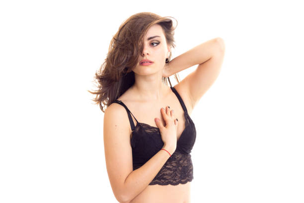 istock Young woman in black bra 675417694