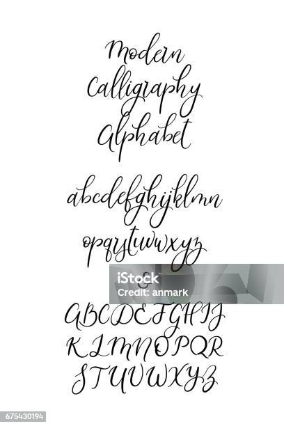 Handwritten Brush Letters Abc Modern Calligraphy Hand Lettering Vector Alphabet Stock Illustration - Download Image Now