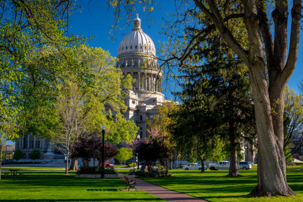 istock City park in the spring time and Idaho state capital 675433366
