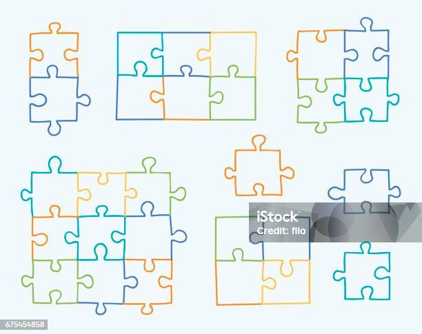Hand Drawn Puzzles Stock Illustration - Download Image Now - Drawing - Art Product, Puzzle, Jigsaw Puzzle