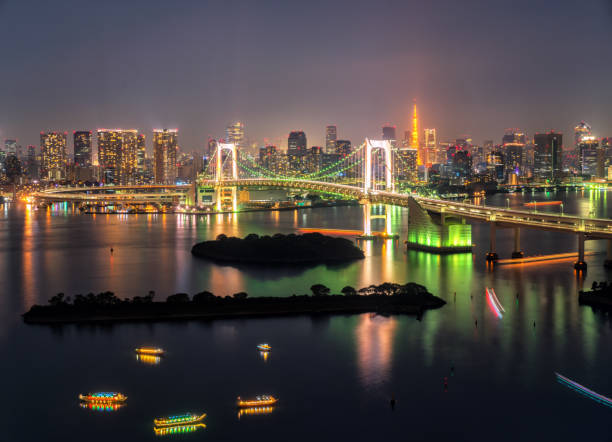 istock Tokyo Tower and Rainbow Bridge in Japan 675459112
