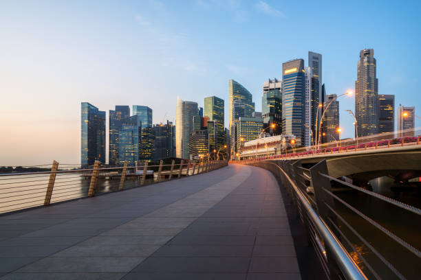 istock Singapore central business district skyline at blue hour 675459138