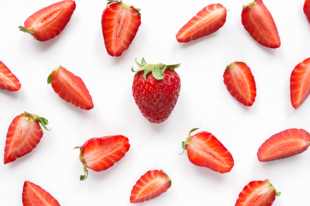 Strawberry creative pattern. stock photo