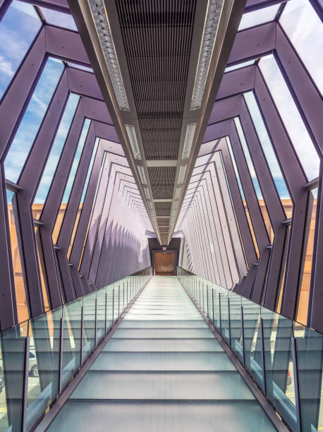 istock Pedestrian bridge connecting two buildings 675469720