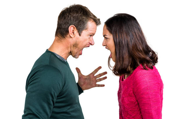 istock Side view of couple fighting 675484518