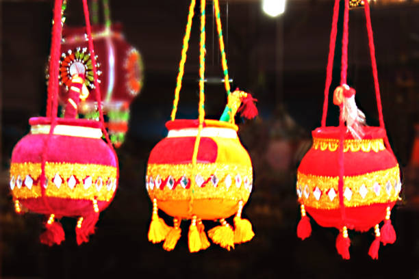 Colorful artifacts for sale with religious theme in India