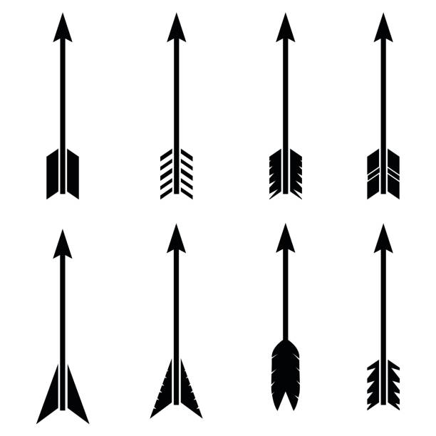 illustrations, cliparts, dessins animés et icônes de ensemble d'icône d'arc - archery bow arrow arc