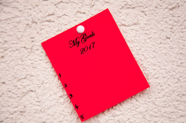 istock Red notepad on the wall With the words my goals for 2017 675491796