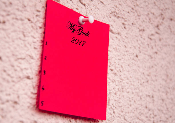 istock Red notepad on the wall With the words my goals for 2017 675491798