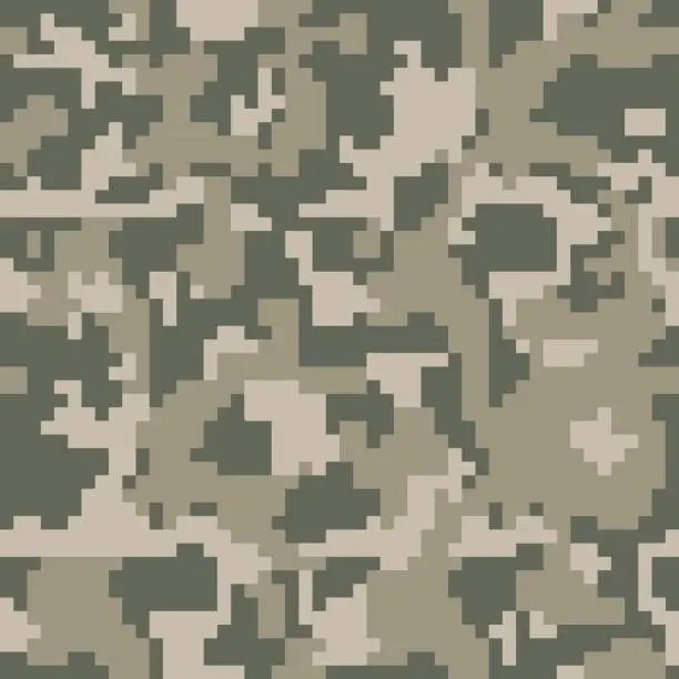 Vector illustration of Digital pixel green camouflage seamless pattern for your design. Clothing military style. Vector Texture