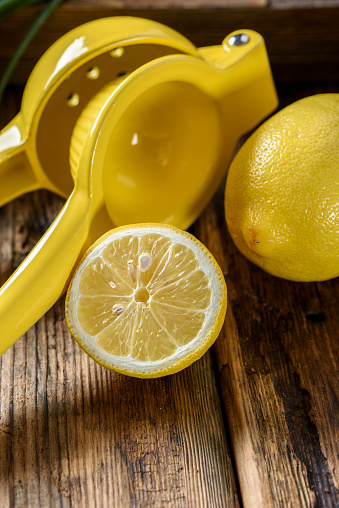 Fresh Lemon with Squuzer close up