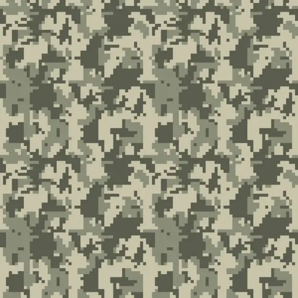 Vector illustration of Camouflage seamless pattern Vector illustration for printing on cloth, textile, Wallpaper, paper, wrapper. Different shades of green color Abstract background in military style.
