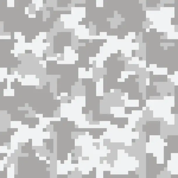 Vector illustration of Digital pixel grey camouflage seamless pattern for your design. Clothing military style. Vector Texture