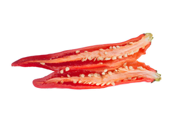 istock Sliced red hot chili pepper isolated on white 675499106