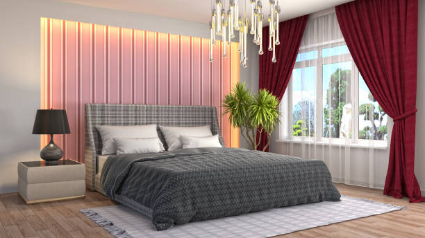 istock Bedroom interior. 3d illustration 675505558