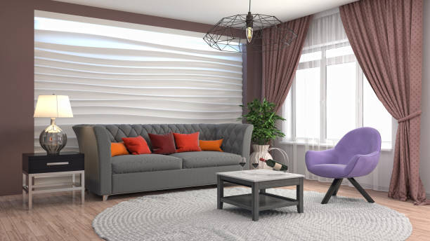 istock Interior living room. 3d illustration 675506210
