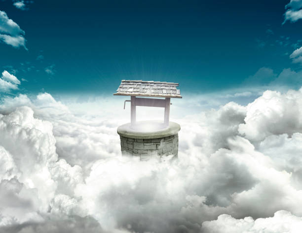 Well on clouds stock photo