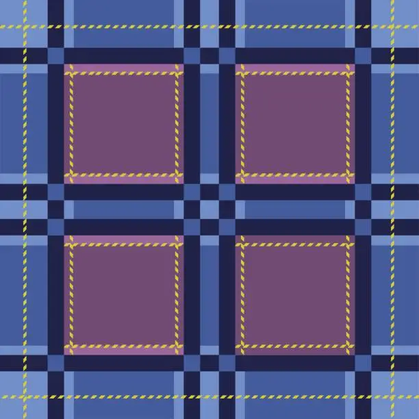 Vector illustration of Traditional tartan. Seamless Scottish plaid checkered vector pattern. Retro textile collection. Blue lumberjack fabric texture design.