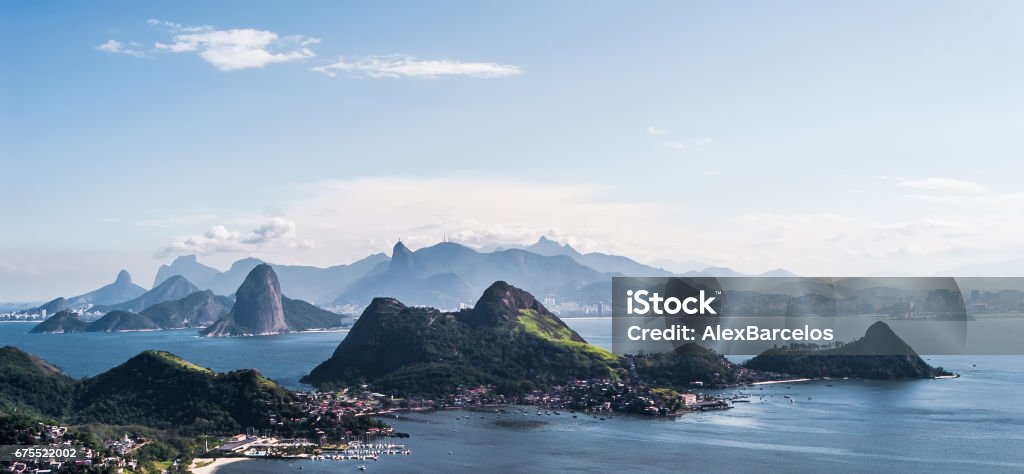 Guanabara Bay Perfect summer day view to Guanabara Bay, Rio de Janeiro Galeão International Airport Stock Photo