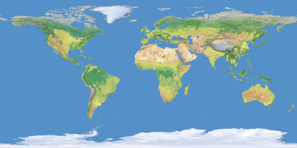 istock Blue earth topographic map with National boundary line,no ocean topography 675526424