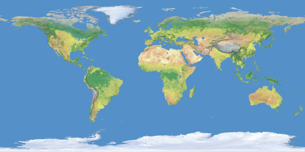 istock Blue earth topographic map,no ocean topography 675526442