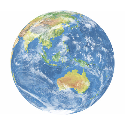Earth Planet isolated in black  ( Elements of this image furnished by NASA.Credit must be given and cited to NASA - Texture URL: https://visibleearth.nasa.gov/collection/1484/blue-marble?page=2\nhttps://visibleearth.nasa.gov/images/57747/blue-marble-clouds )
