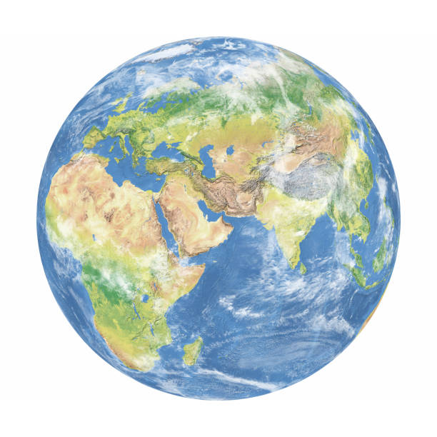 istock Earth Model with Clouds:Middle East View 675526494