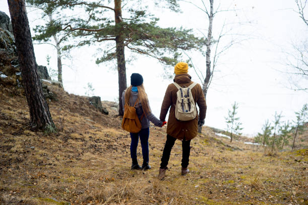 istock Couple hiking in forest 675529312