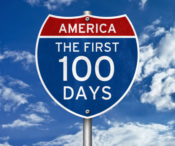 The first 100 days - road sign