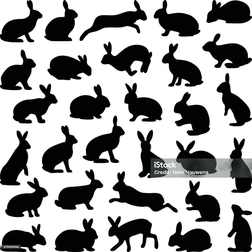 Rabbit and Hare Rabbit and Hare collection - vector silhouette Rabbit - Animal stock vector